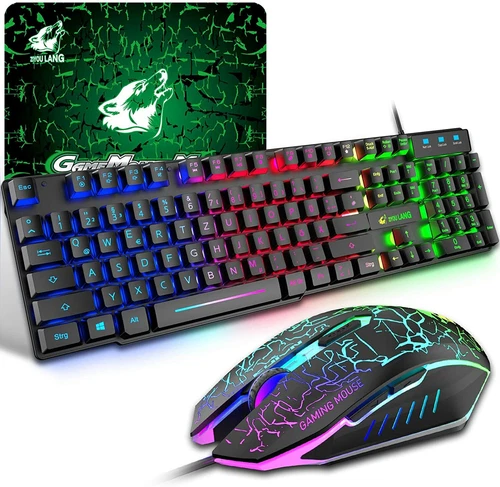 ZIYOU LANG T13 QWERTZ Gaming Tastatur Und Maus Set Verkabelt Für PC Mac PS4 Xbox