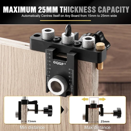 3 in 1 Dowel Jig Drill Kit,Self Centering Doweling Jig,Adjustable Drilling Width - Picture 3 of 7