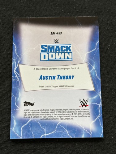 Austin Theory 2025 Topps Chrome Blue On Card Auto Autograph WWE Wrestling 17/150 - Picture 2 of 2