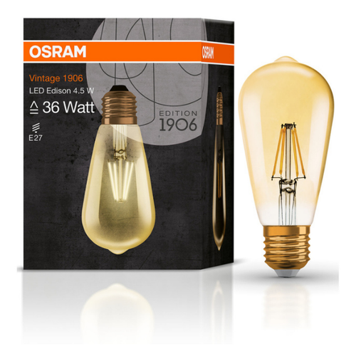 OSRAM 1906 LED 37W VINTAGE FILAMENT GLASS EDISON ES BULB | E27 - GOLD - LV962095 - Picture 1 of 11