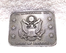 1776 1976 Bicentennial Spirt OF America Silver Buckle Eagles Crest Great Vintage