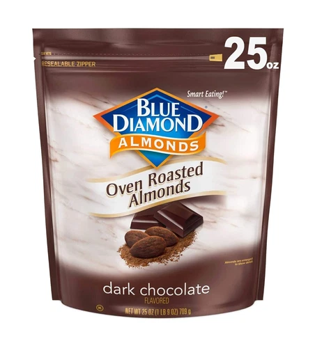 Oven Roasted Dark Chocolate Flavored Snack Nuts 25 Oz Resealable Bag Pack of 1