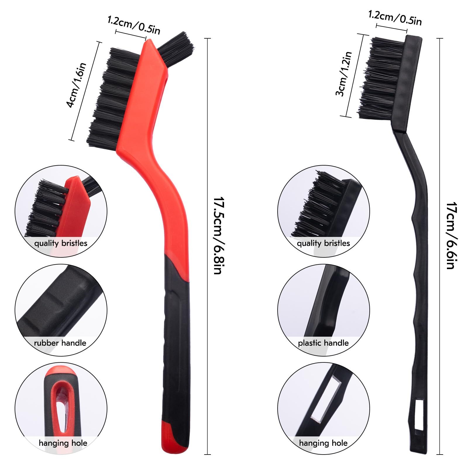 Small Wire Brush Set 6Pcs, Stainless Steel/Brass/Nylon/Bristle Mini Wire Brushes