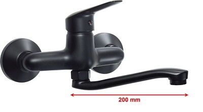 Wandarmatur Mischbatterie Schwenkauslauf Einhebelmischer Spülenarmatur schwarz