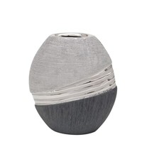 "Vase \"Silverline\"-Serie Oval Keramik Silber Deko Mit Stil Modern Zeitlos"