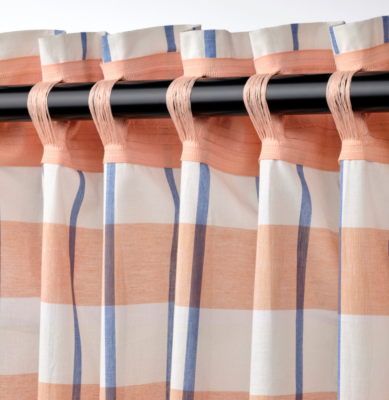 IKEA GLANSHAGTORN Curtain, 1 Piece, Orange White/Blue 300x300 cm