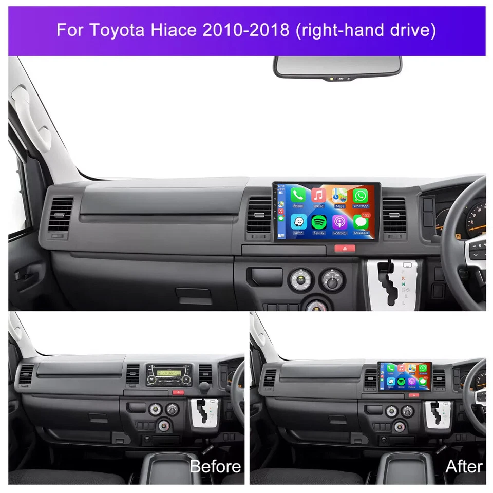 4+64G For Toyota Hiace 2004-2019 Head Unit Android 14 Apple CarPlay Stereo Radio - image 2 of 4