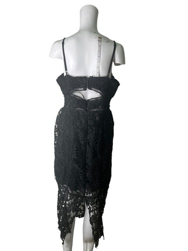 BOOHOO Bodycon Midi Dress Size Large 16 Black Lace Panel Womens NEW EU44 RRP £29 - Picture 4 of 14