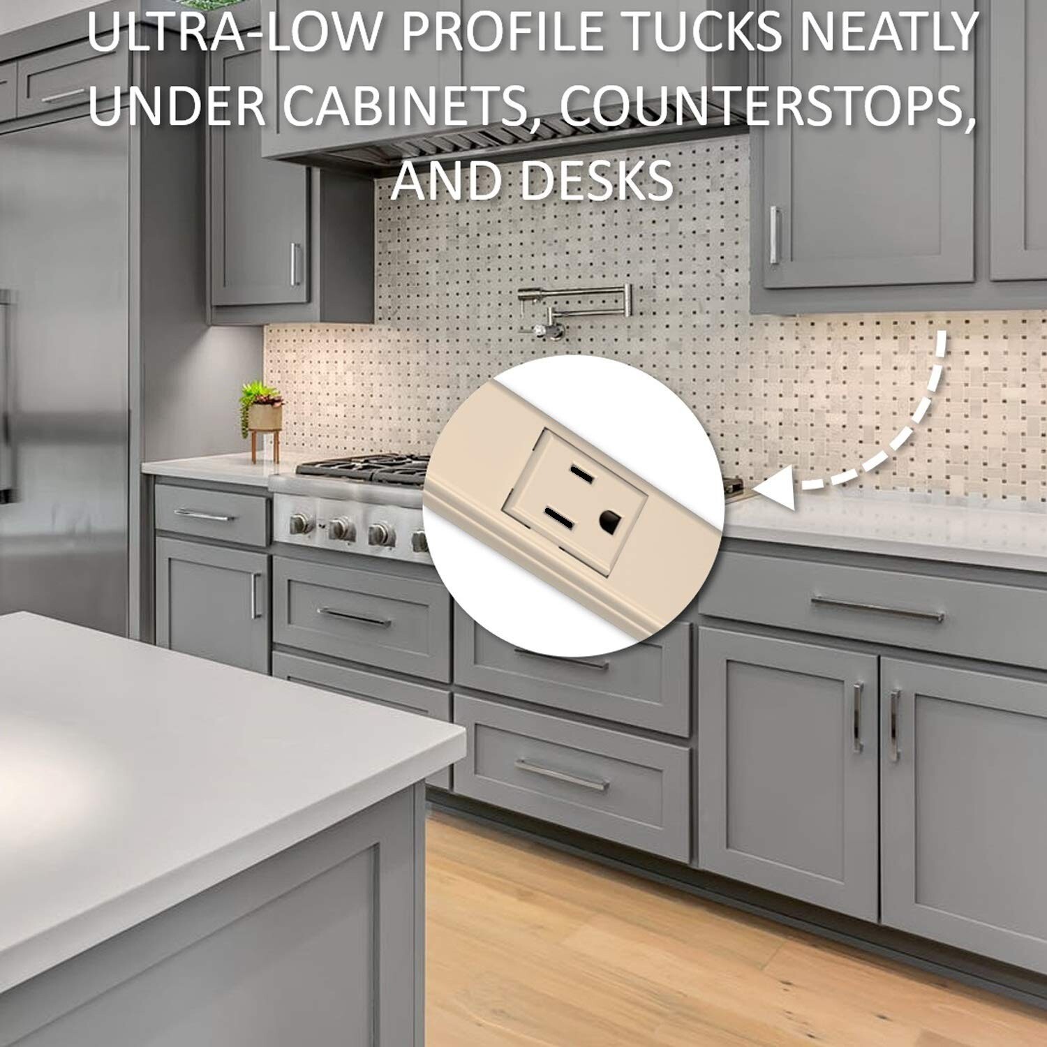 Wiremold Multi Outlet Power Strip, Plugmold, Hard Wired, Ivory