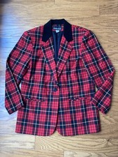 Vintage Sag Harbor Red Black Check Women s Jacket- Size 8