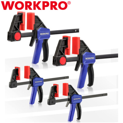 WORKPRO 4PC Bar Clamps One-Handed Clamp/Spreader Light-Duty Quick-Change F Clamp