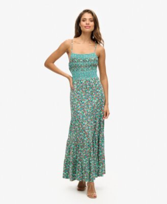 Superdry Damen Vintage Long Beach Cami Kleid – Spaghettiträger-Kleid Mit Seitentaschen