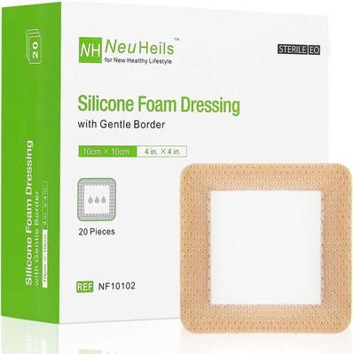 Neuheils Silicone Foam Dressing with Gentle Border 4''X4'', 20 Pack for Bed 