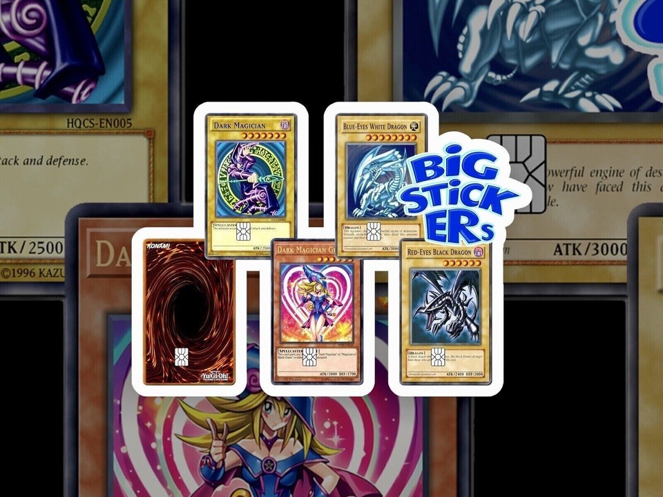 Recubrimiento adhesivo INTELIGENTE para tarjeta de crédito Yugiooh (dragón blanco ojos azules, mago oscuro)
