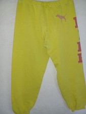 VICTORIA SECRET PINK Sweatpants Campus XS pants logo fleece dog yellow VINTAGE