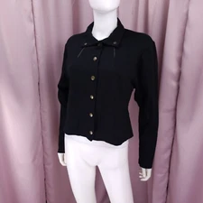 Linda Lundstrom Women's Black Long Sleeve Snap Button-Up Jacket 8