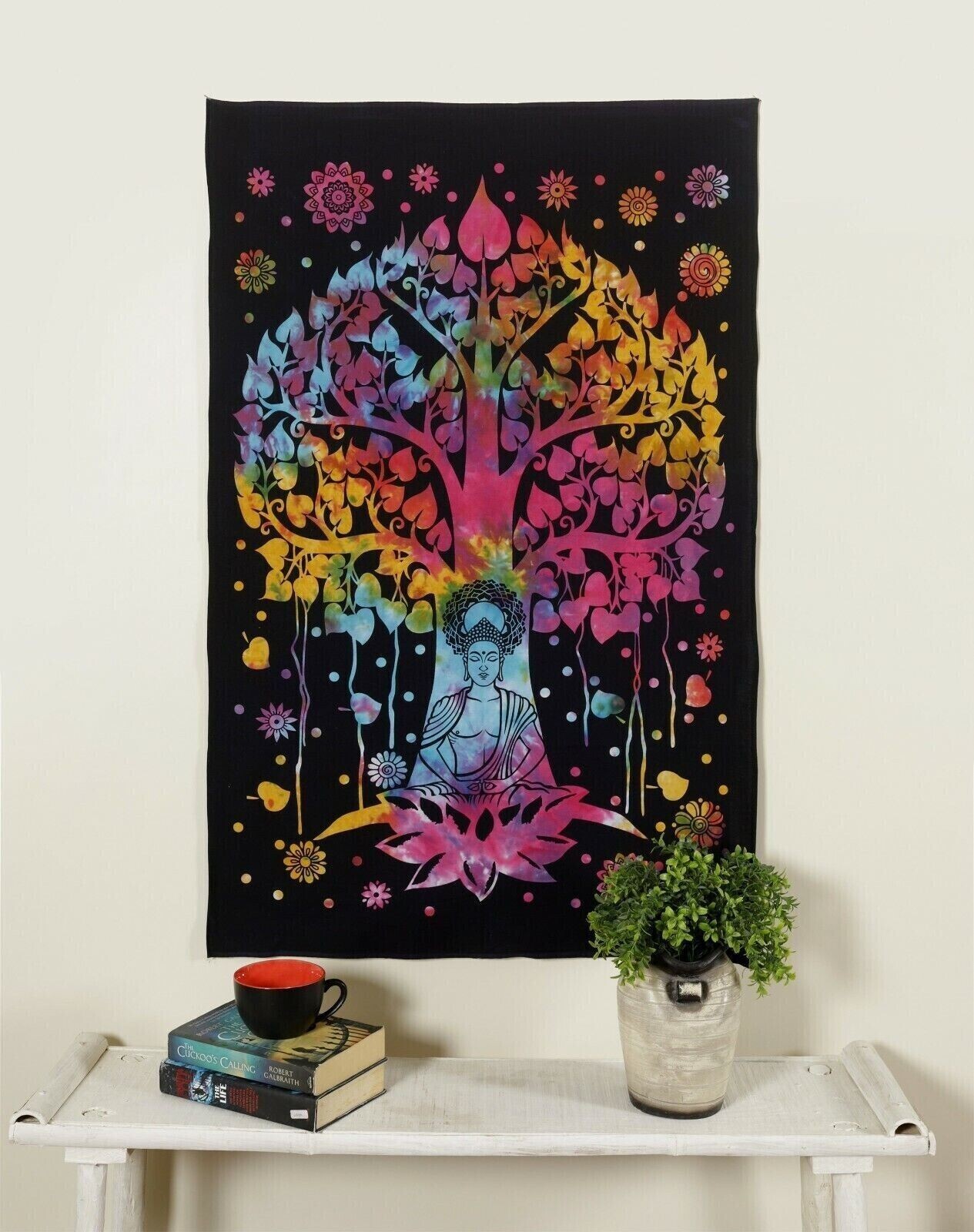Árbol Buda colgante de pared hippie indio mandala algodón decoración del hoga...