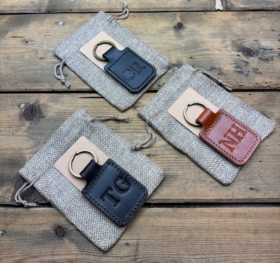 Personalised Leather Key Fob - Genuine Leather UK Made - Gift Idea - Key Ring