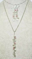 925 Sterling Silver Cultured Freshwater Pearl necklace earring set Y-drop 419