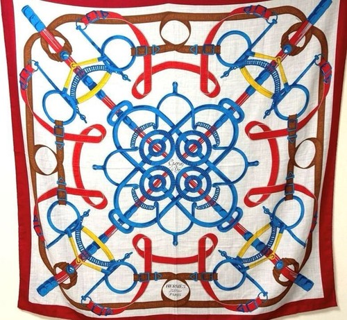 Unused w/box HERMES Carre 140 Eperon d'Or Cashmere Silk Wrap Bandana 140cm - Picture 4 of 13