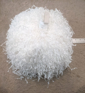White pom pom 12" ball with plastic handle and elastic