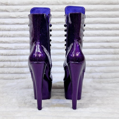 Botas al tobillo Adore 1020GP con patente de brillo púrpura 7" tacón alto Nueva York - Imagen 4 de 12