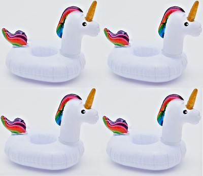 4 x aufblasbarer Einhorn Getränkehalter Tasse Dose Whirlpool schwimmen Schwimmbad Bad Spielzeug