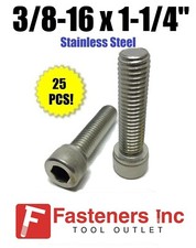 (Qty 25) 3/8-16 x 1-1/4" Stainless Steel Socket Head Cap Screw Standard Socket
