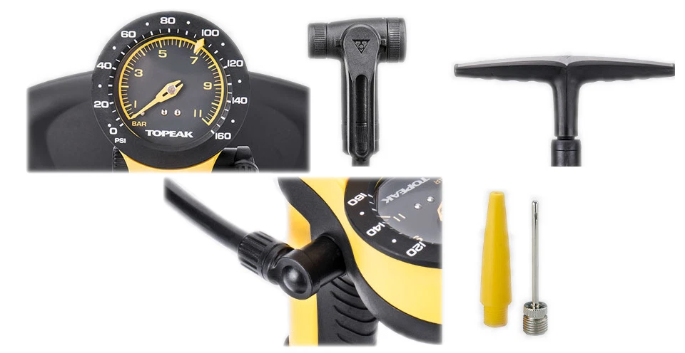 Bomba de piso para bicicleta Topeak TJB-S6 Joe Blow Sport III calibre de neumático de doble cabezal 160 PSI Foto 2 de 4