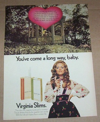 wife loves cigarettes 1971 print ad page - Virginia Slims cigarettes- husband wife gazebo chores  poem