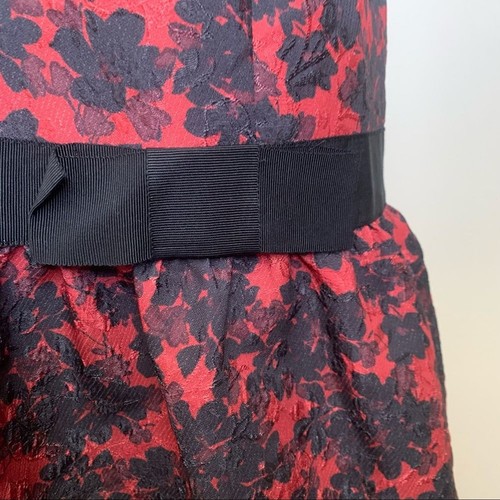 Vestido Karl Lagerfeld Floral Cuello en V Volantes Dobladillo Vaina Rojo Talla 10 - Imagen 5 de 15