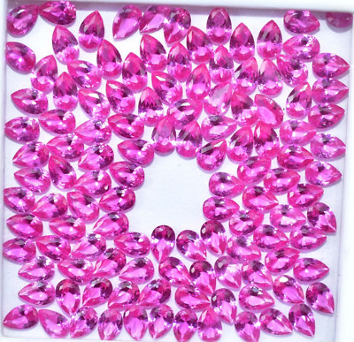 120 Pcs Natural Mogok Pink Ruby AGL Certified 5 x 4 mm Pear Shape Loose Gemstone