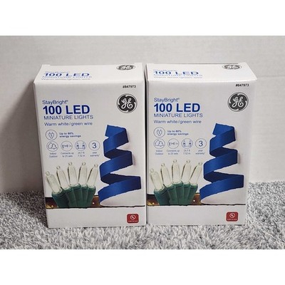 2 Pack - GE StayBright 100 Count LED Warm White Miniature String Lights 24.7 ft