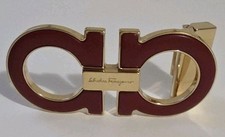 SALVATORE FERRAGAMO BELT GANCINI XL RED/GOLD BUCKLE FOR 1.5" WIDE BELT STRAP