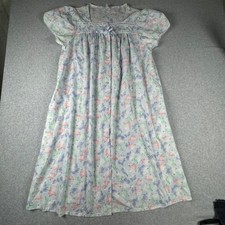 Vintage Floral Button Front Nightgown Pastel Lace Trim Pockets Style 2017 Medium