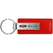 , INC. Officially Licensed Red Leather Key Fob for Ford Focus