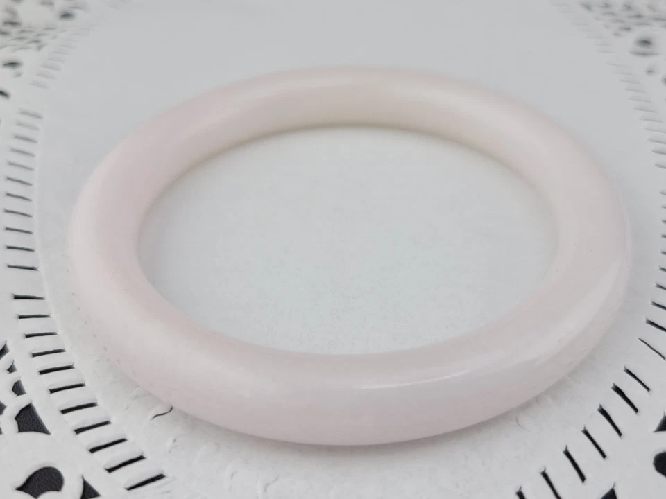 Vintage Chinese 10mm Ice Purple Nephrite Jade Bangle 6.5" Bracelet 40gm - Image 4 of 4