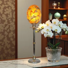 Art Deco Lamp Brass Table Light "Golden Egg Two" Table Lamp Chrome Light