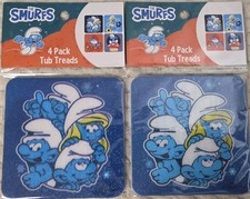 Smurfs Bath Tub Treads Non-Slip Tiles NEW 2 Packs 8 Tiles Total