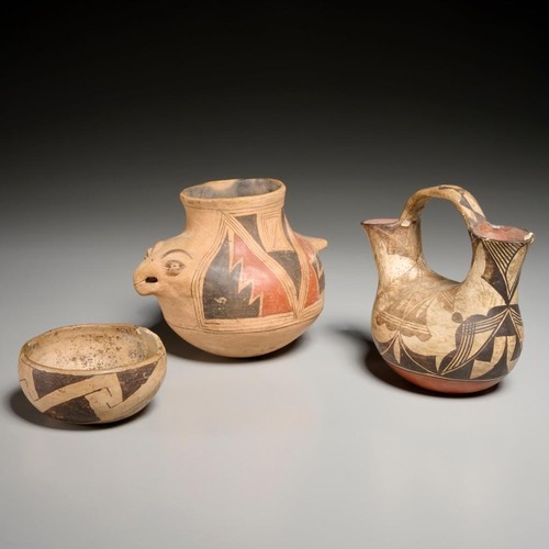 Native American & Mexican Pottery Vessels 19th/20th C Wedding Vase Jar (3pc)