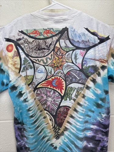 Vintage 90s Liquid Blue Tie Dye L T Shirt 1990 Janet Regan Animals Spider Web - Picture 16 of 21