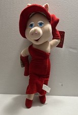 Nanco Miss Piggy Plush Doll Red Dress The Muppets 14" Velvet Stuffed Toy