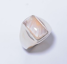 Orange Scolecite - India 925 Sterling Silver Solitaire Ring s.9 R637-26 A375