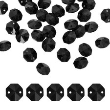 35Pcs 14mm Crystal Octagon Beads 2-Hole Glass Suncatcher Beads Black