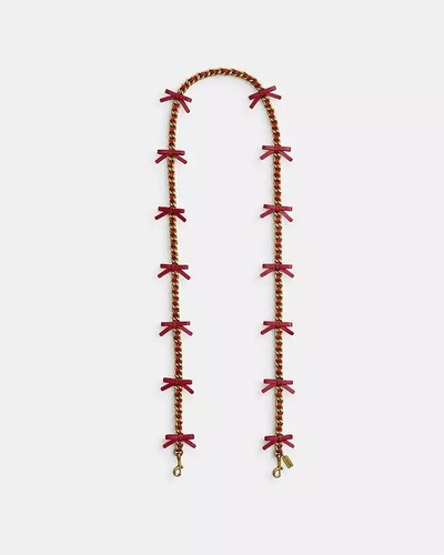 Coach Leather 🎀 Bow 🎀 Replacement Strap Chain -Ruby Red / Gold Metal ...