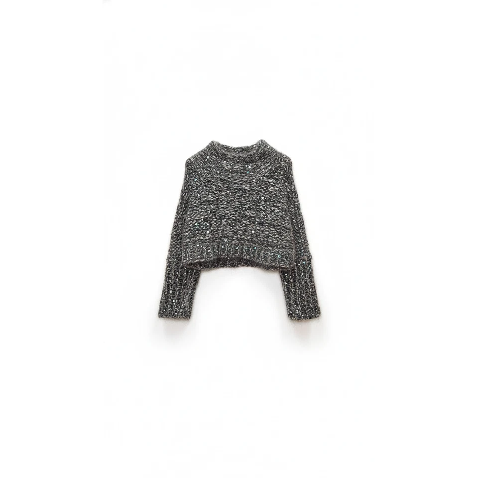 Brunello Cucinelli Womens Sequined Knit Cropped Sweater — 第 2/2 张图片