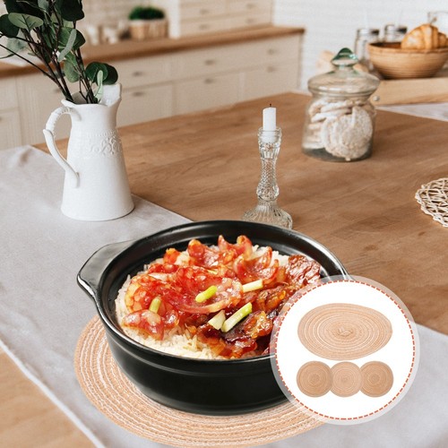 4 Pcs Round Placemat for Table Heat Resistant Mats Hot Pads Countertops