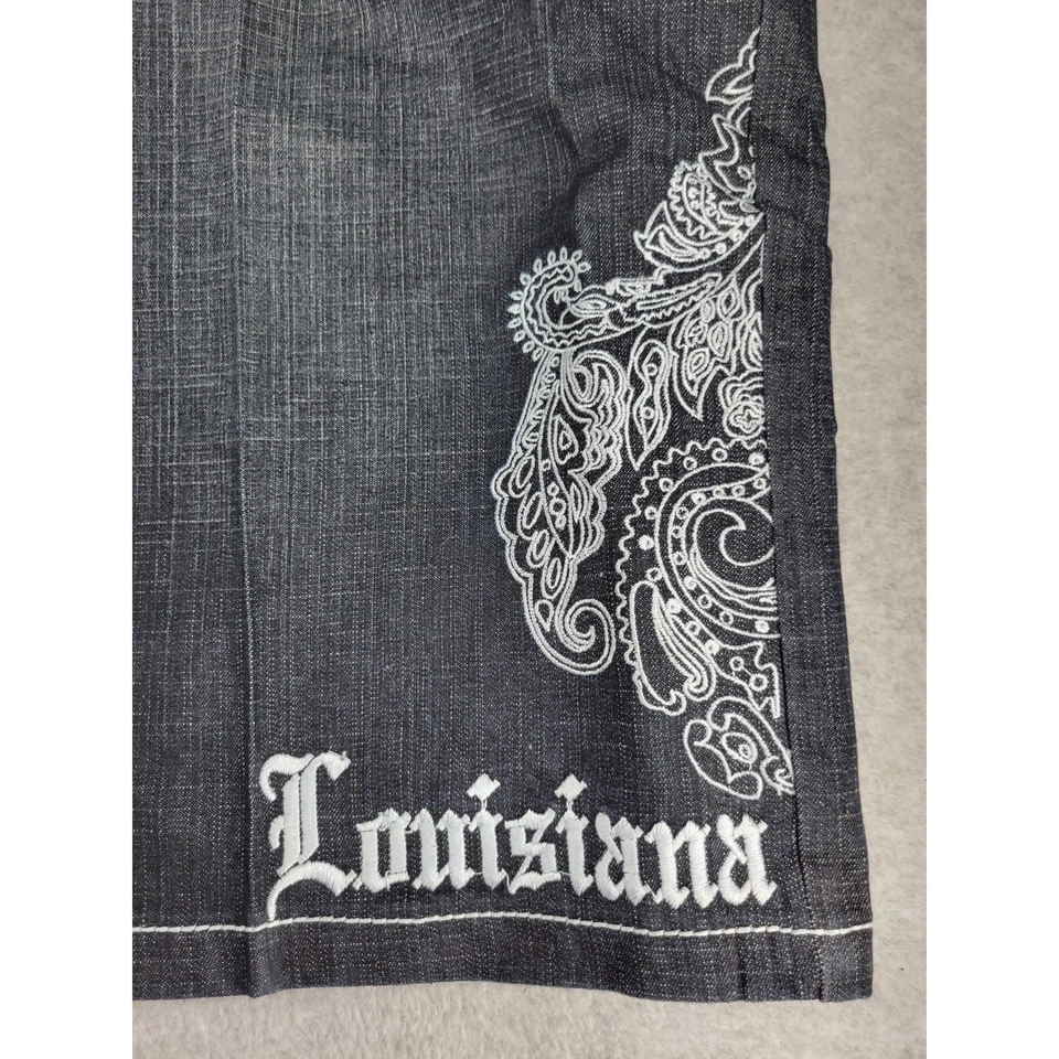 Victorious Premium Jeans Denim Shorts 40 Louisiana Embroidered Graphic - Image 2 of 4