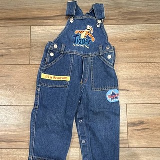 Pooh Tigger Denim Bib Overalls One Piece 3T Blue Cotton Snap Embroidered