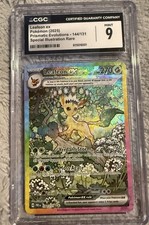 2025 Pokemon Leafeon ex 144/131 Prismatic Evolutions RARE Holo CGC 9